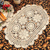 Round and Flower vintage idyllic cotton hand crochet plate mat table mat table mat tablecloth