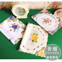 Clearance sale sale foreign trade export original single European pastoral fabric embroidery hollow placematched mat tea plate mat cover tablecloth