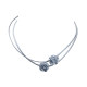 FANTAI Silver Grey Rose Double Layer Necklace Niche Sweet and Cool Hot Girl Clavicle Chain Choker Necklace Temperament Trendy Cool Girl