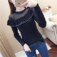 Red sweater women's 2022 new autumn clothes foreign style pullover round neck ruffled knit sweater slim bottoming shirt for outerwear