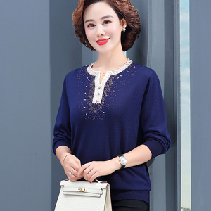 新款秋冬妈妈装长袖针织打底衫