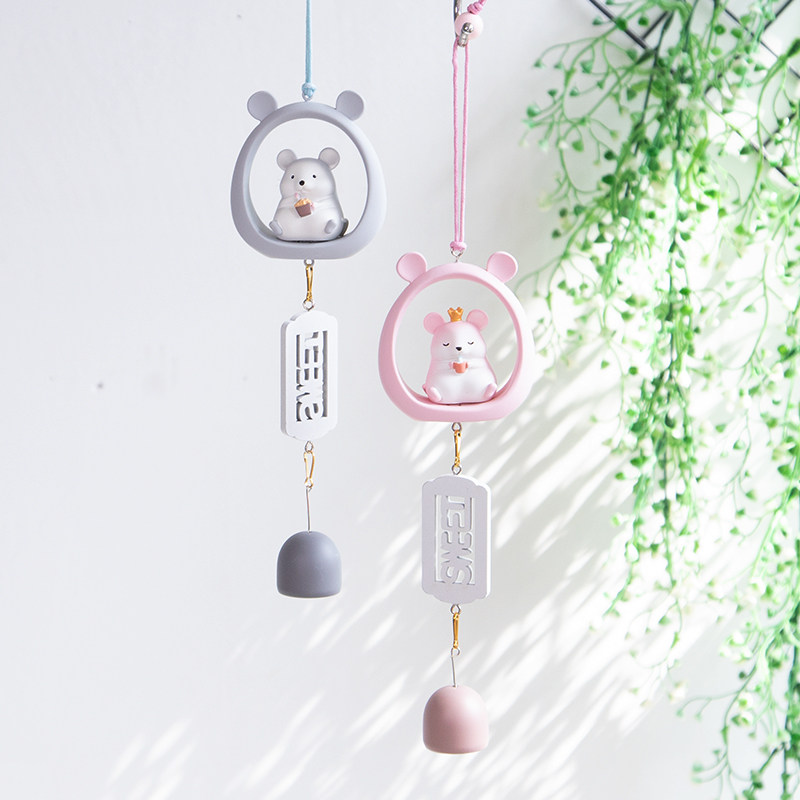Creative Car Pendant Car Pendant Accessories Net Red Cartoon Corruption Eating Rat Wind Bells Hanging Accessories Girls' Home Bedroom Door Decoration
