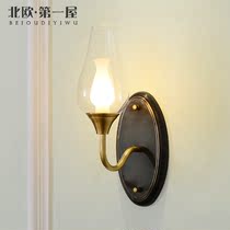 American all copper simple wall lamp Living room Dining room wall lamp TV background wall Aisle corridor Post-modern light luxury wall lamp