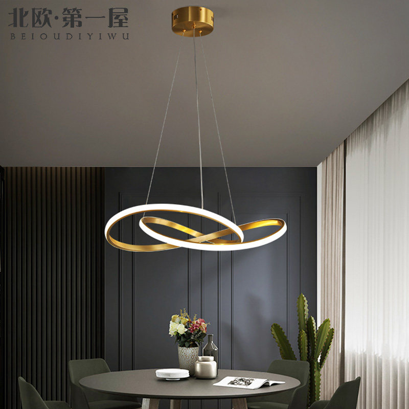 Post-modern light luxury all-copper living room lamp bedroom lamp creative personality of smart Nordic all-copper chandelier