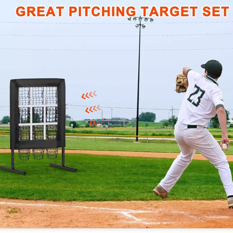 Portable Baseball Pitching Training Net Nine-Grid Baseball Net Good Pitch Area Throwing Net Baseball Net Indoor and Outdoor