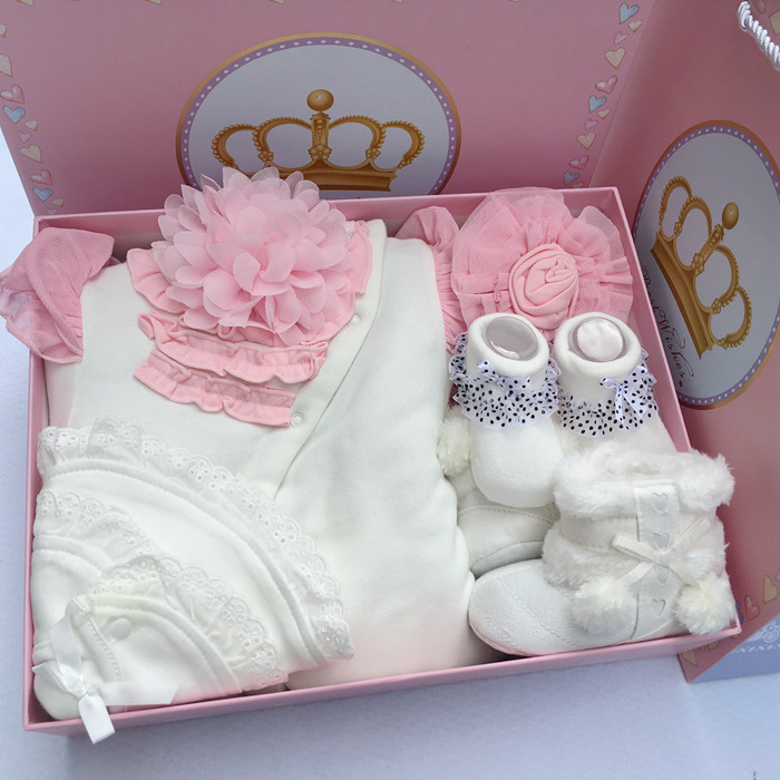 Bộ quà tặng cho bé mùa đông Bộ đồ cho bé sơ sinh Bộ đồ lót công chúa dày đặc Hare Baby Full Moon Gift 100 ngày đồ sơ sinh cho bé