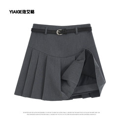 Gray Pleated Skirt Short Skirt for Women 2025 New Spring and Summer Suit Style Petite High-Waisted Slimming A-Line Skirt Autumn and Winter