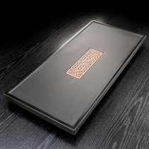 Natural black gold stone tea tray Whole block size rectangular tea table Simple and versatile stone drainage tea tray