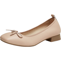Tianmeiyi bow thick heel shallow mouth single shoes womens evening shoes high heel small leather shoes 2024 autumn new style CLN10CQ4