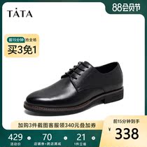 Tata he she 2020 spring counter with the same British style lace-up business derby shoes mens shoes new QBK01AM0