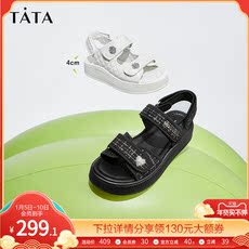 Сандалии tata他她小香风厚底运动凉鞋魔术贴沙滩鞋年女夏新款百搭gox12bl2