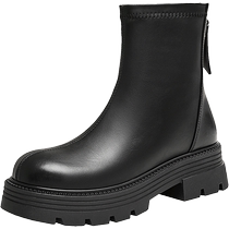 Tata Thick-soled Elastic Slim Boots Womens Boots Casual Black Short Boots 2024 Winter New CFK01DZ4