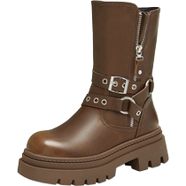 Tata shopping mall same style casual fashion short boots Martin boots motorcycle western boots for women 2024 winter CDM01DS4