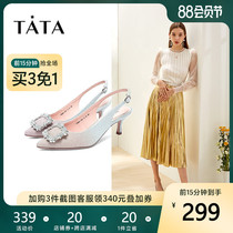 Tata he and she 2020 spring counter with the same PU leather gradient pointed heels back empty sandals FENC6AH0