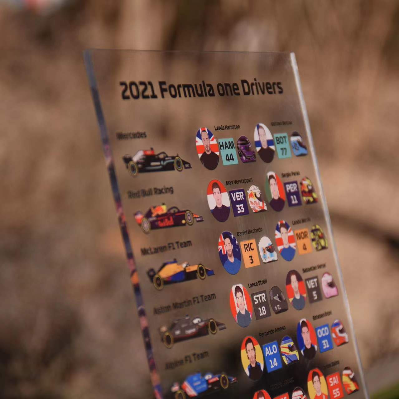 2022F1 Team driver lineup Ferrari Red Bull Racing Tabletop Pendulum ACRYLIC HD Print