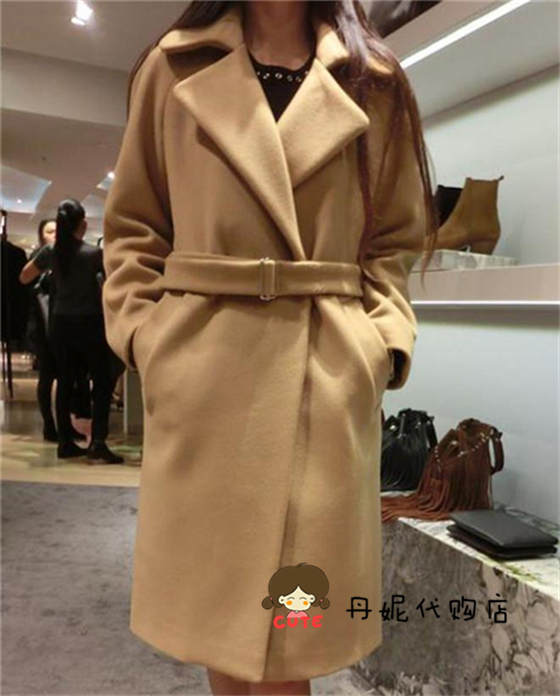 Counter sandro16 slim lapel tie mid-length woolen coat coat