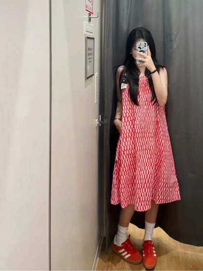 沙滩风亲子装 夏季童装/女童合作款碎花连衣裙吊带裙 471675