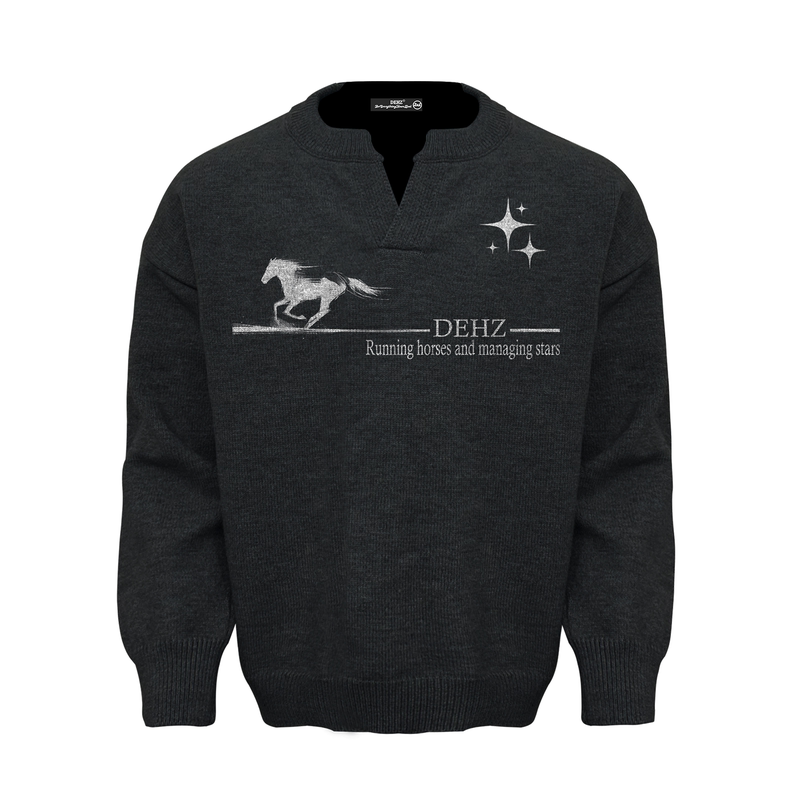 Dehz25Fw "Watching the Stars on Horseback" Patchwork V-Neck Knitted Sweater for Men and Women 2025 New Direct Spray Casual Top