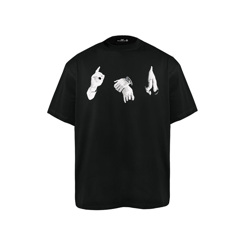 Dehz25Ss Godfather Gesture Niche Design Short Sleeve T-Shirt Men's Summer Casual Top 300g Heavyweight Pure Cotton