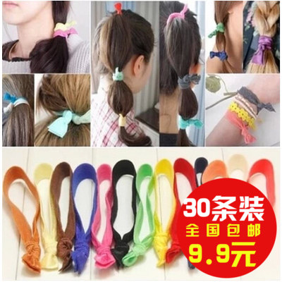 30 pieces of cloth hair ring headwear Korean heirs with the same knotted hair rope solid color hair ring rubber band students