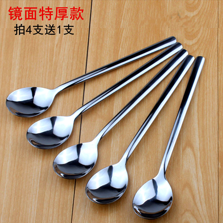 Special thick stainless steel spoon dinner spoon creative spoon adult large Korean long handle household spoon