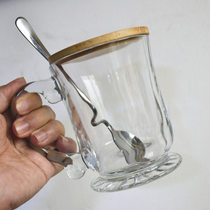 Anti-scalding large capacity heat-resistant glass Household milk breakfast cup Oatmeal cup Mug cup Tea cup with lid spoon
