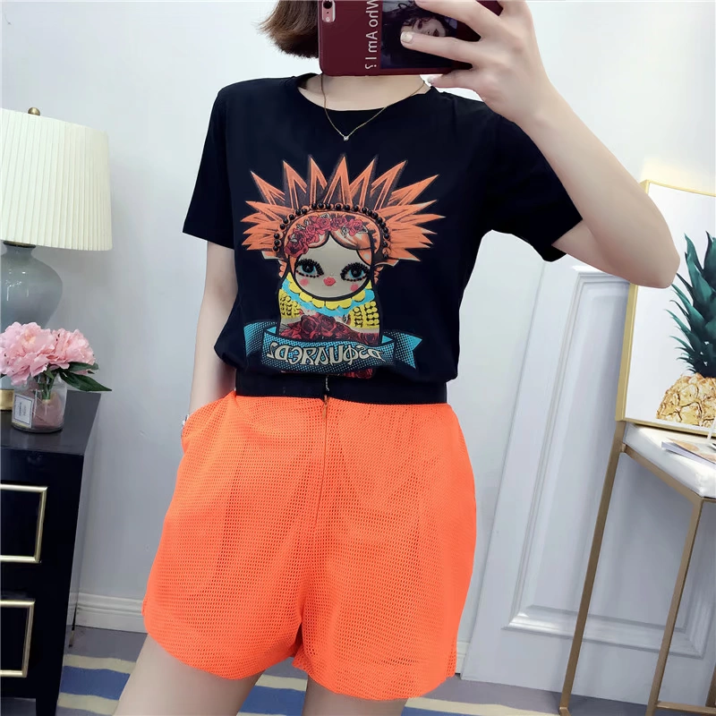 Hui Yi Ge mùa hè quần short eo cao Hàn Quốc thể thao quần short lưới mỏng chân rộng quần phụ nữ quần quần sooc đen nữ lưng cao