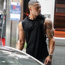 Fitness vest mens summer hooded vest quick-drying thin sports vest loose sleeveless running top training clothes