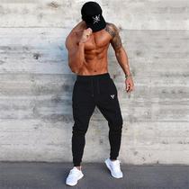 Muscle boy spring and autumn thin section fitness trousers mens running sports training pants elastic slim fit small foot pants