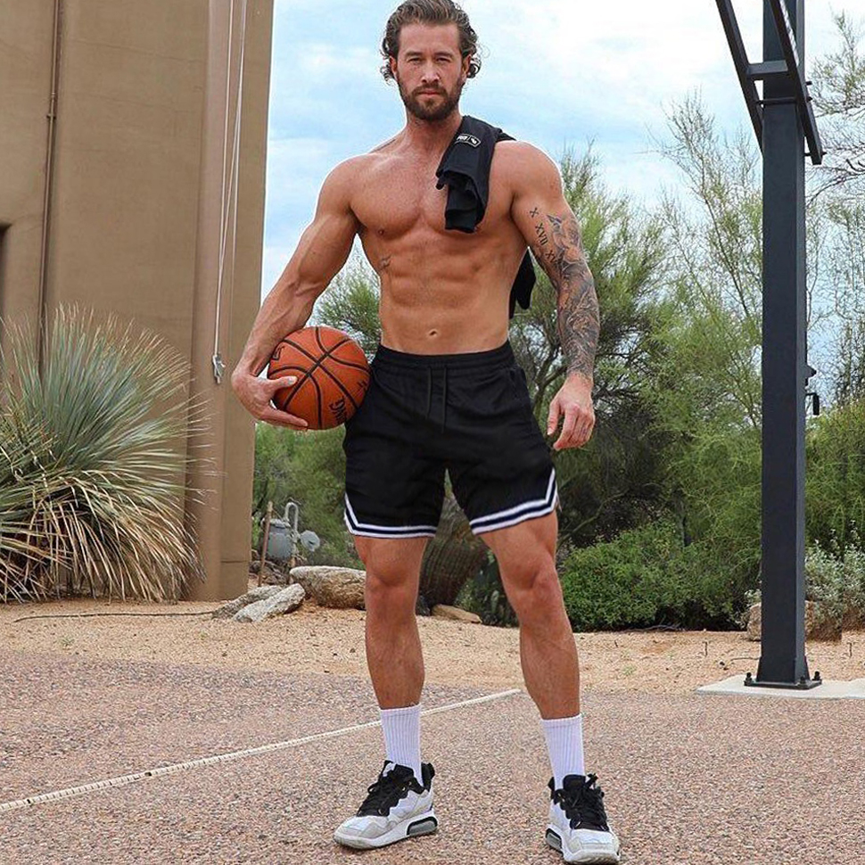 Muscle men running five-pants loose large-yard speed dry thin sports fitness shorts breathable elasticity training pants