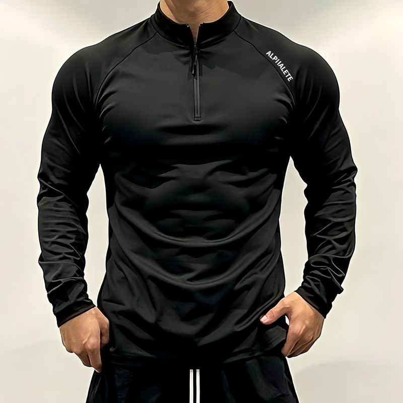 2026 New Fitness Long-Sleeved Men's Half-Zip Quick-Drying Sports Top Basketball Running Breathable Muscle-Showing Training Clothes 2026 New Fitness Long-Sleeved Men's Half-Zip Quick-Drying Sports Top Basketball Running Breathable Muscle-Showing Training Clothes