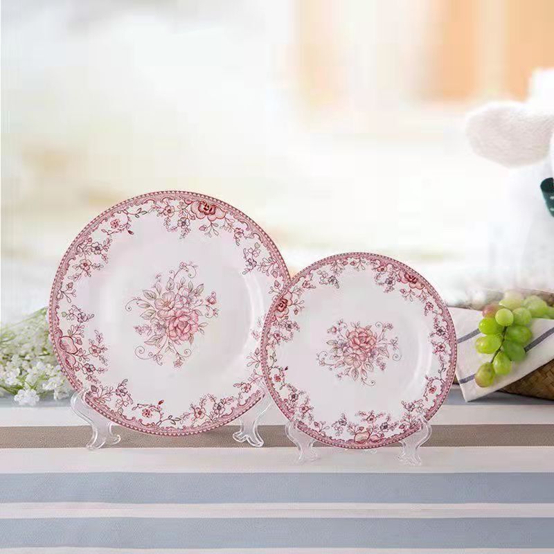 Mingsheng Zhulü Brand Bowl Household Dish Set Romantic Style Plate Spoon Soup Bowl Combination European Style Tableware Mingsheng Zhulü Brand Bowl Household Dish Set Romantic Style Plate Spoon Soup Bowl Combination European Style Tableware