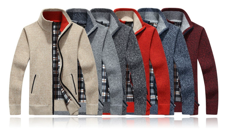 Chống mùa mùa hè cho nam mùa thu cardigan áo len dây kéo dày cộng với nhung đứng cổ áo len lỏng áo khoác nam áo vest nam