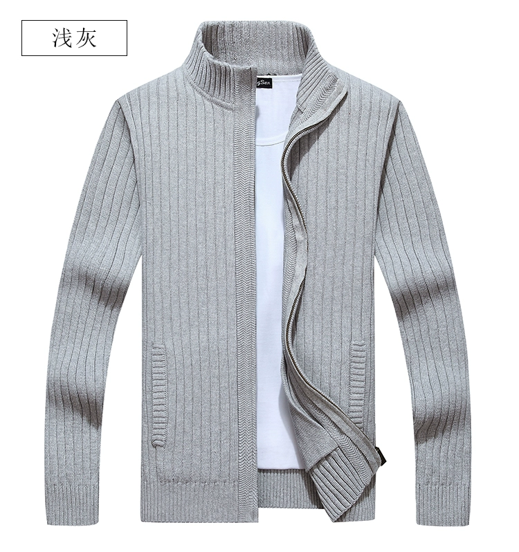 Đặc biệt hàng ngày mùa xuân nam cổ áo cổ áo cardigan dây kéo áo len giản dị áo khoác nam cotton áo len áo len áo len kiểu hàn quốc cực đẹp