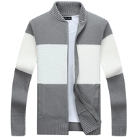 Mùa thu mới nam áo len cardigan áo len sọc cổ áo len nam xu hướng áo len áo khoác cardigan nam