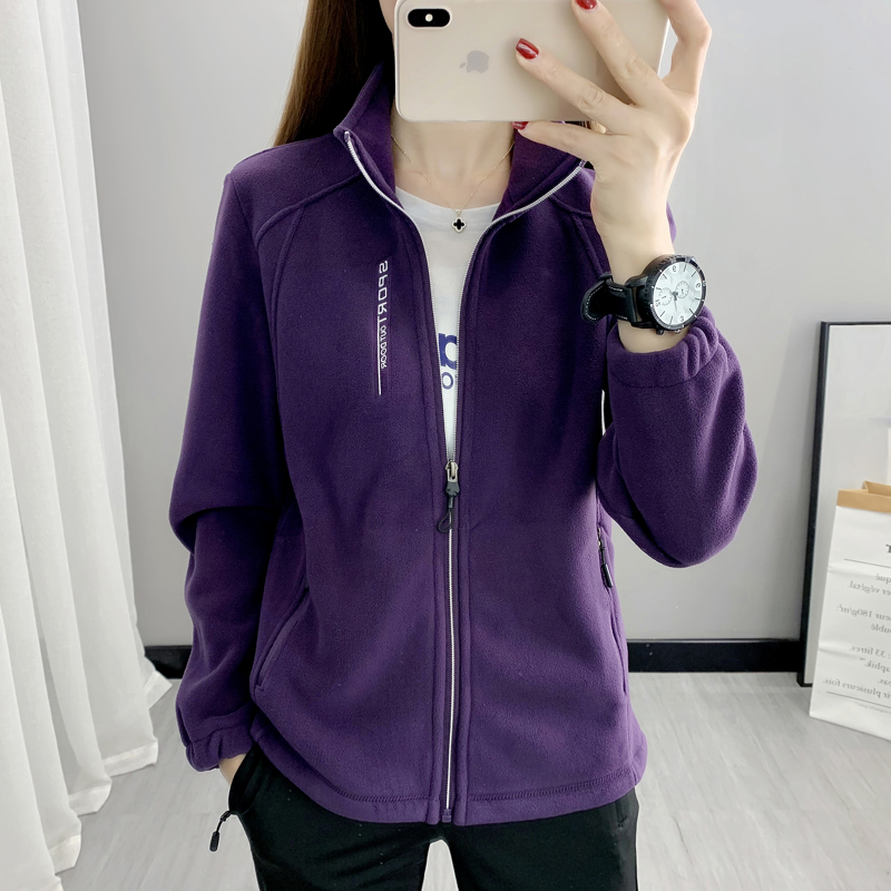 Spring-autumn outdoor leisure grabbing suede jacket woman standing rocking grain suede warm windproof and abrasion resistant mountaineering clothes cardiovercoat jacket-Taobao