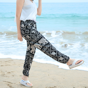 Mùa hè bên bờ biển kỳ nghỉ bông lụa bãi biển quần phụ nữ nhân tạo bông quần dài củ cải quần hậu cung quần muỗi