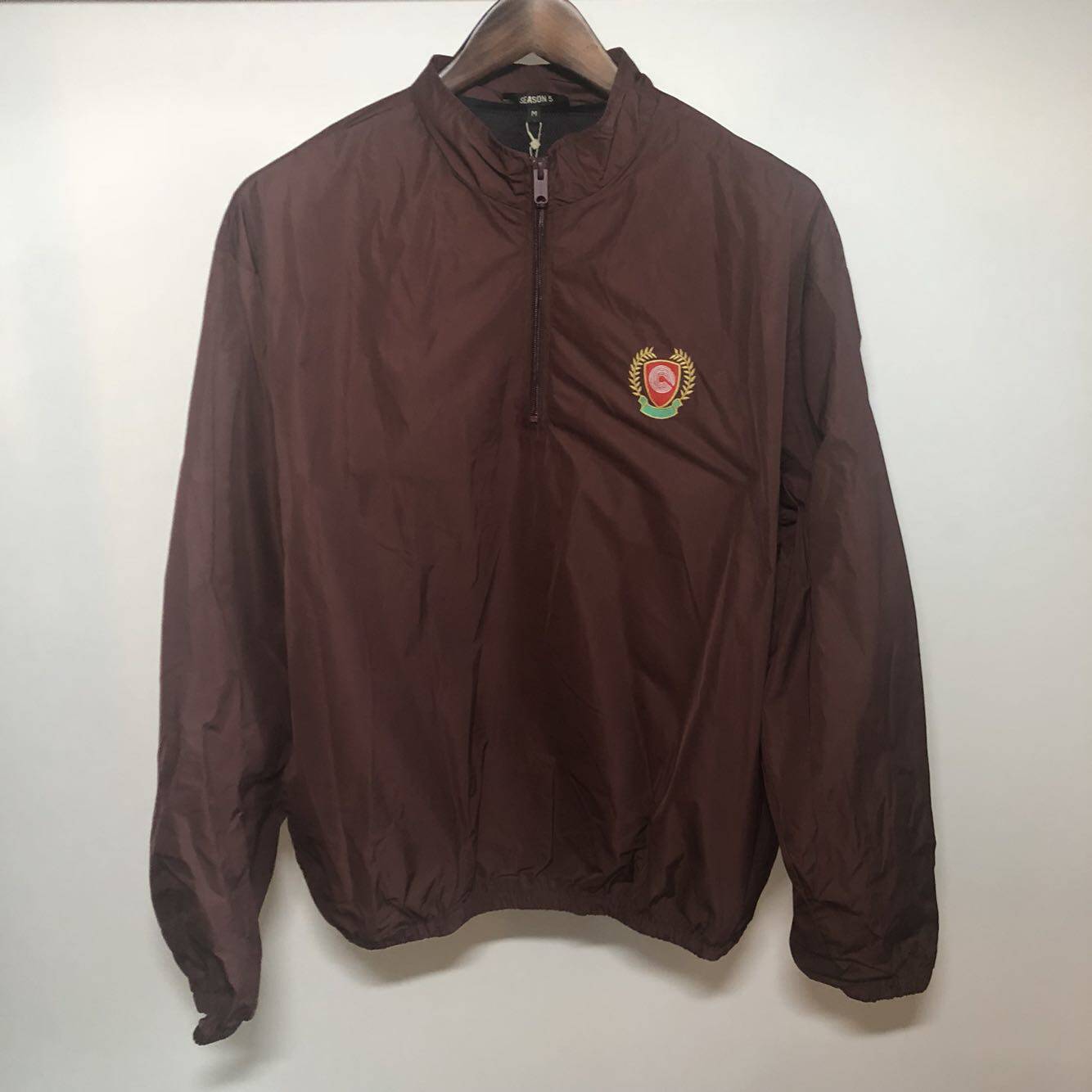 Spot Yeezy Season 5 Pullover Track Jacket Half-Zip Pullover Jacket Burgundy