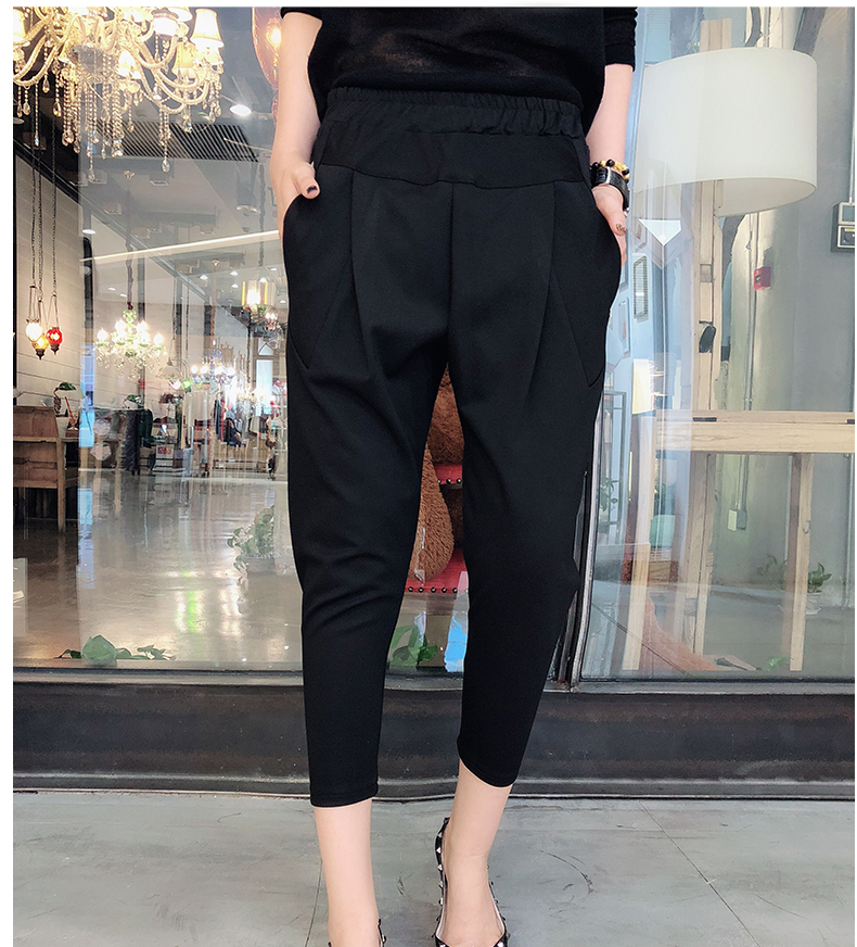 Quần Harlan quần crop-top nữ 2019 mùa xuân và hè mỏng phần lỏng lẻo Phiên bản Hàn Quốc của quần lửng ống rộng nhỏ giản dị dành cho học sinh - Quần Harem quần áo thời trang nữ
