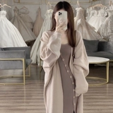 Осенний свитер, кардиган, комплект, дизайнерское платье, изысканный стиль, французский стиль, облегающий крой