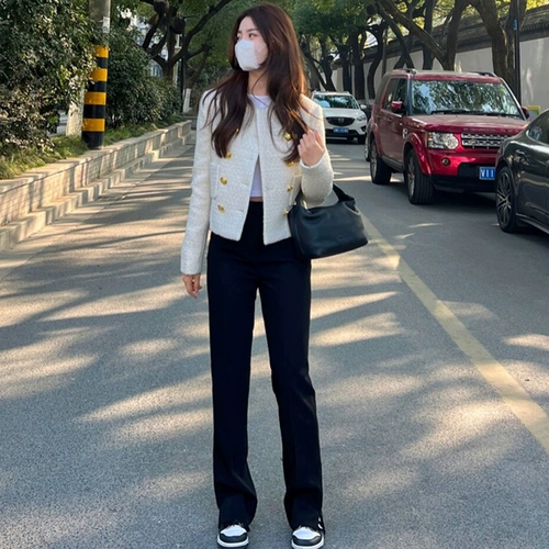 Осеннее изысканное белое элегантное короткое пальто, французский стиль, в стиле Шанель, по фигуре