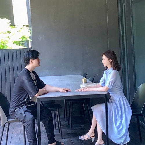 Летний приталенный ретро корсет, кремовая синяя рубашка, платье, изысканный стиль