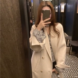 Шерстяное зимнее длинное шерстяное пальто, куртка, популярно в интернете, изысканный стиль