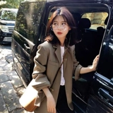 Осенний ретро длинный пиджак классического кроя, коллекция 2021, в западном стиле, в британском стиле, свободный крой, средней длины