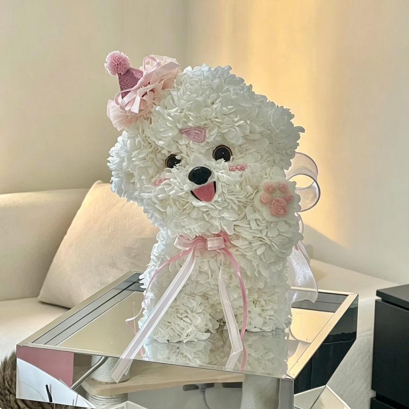 Christmas, New Year's Eve, Valentine's Day Confession Gift, Maltese, Bichon Frise, Cute Dog, Eternal Flower, Gift for Girlfriend, Best Friend, Commemorative