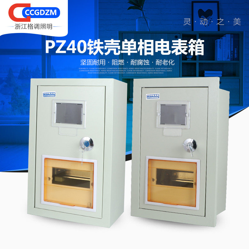 Home Single-Phase Iron Shell Electric Meter Box 1 Household Single Meter PZ40 Lighting 6 Loop Strong Electric Box Bright Concealed Manufacturer Wholesale