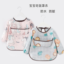 Baby eating gown outside waterproof rice pocket baby clothes cotton long sleeve childrens blouse anti-dressing childrens bib