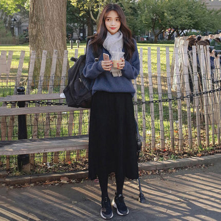 冬裙女神范冬装洋气两件套晚秋气质网红长裙俏