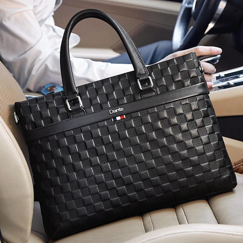 Head Layer Bull Leather Men's Bag Business Handbag Cross genuine leather Soft leather briefcase Inn men's single shoulder inclined satchel bag