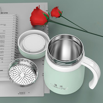 Wide-caliber thermos cup water cup household large capacity with handle chunky cup big belly cup tea office high-end women